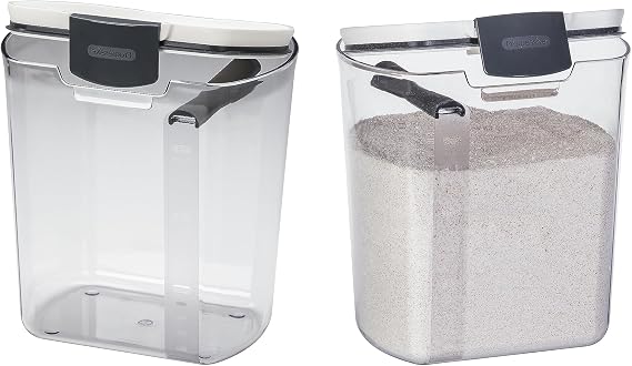 Progressive International Prepworks ProKeeper 2- Piece Kitchen Clear Food Baker's Kitchen Storage Organization Canister Set (Flour 4-Quart)