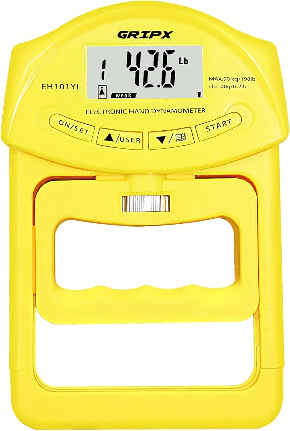 Digital Hand Dynamometer Grip Strength Measurement Meter Auto Capturing Electronic Hand Grip Power 198Lbs / 90Kgs