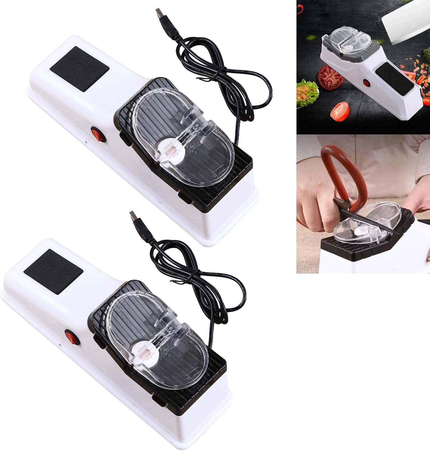 Lifesunny Electric Knife Sharpener, Knife Sharpener, Multi Functional Electric Knife Sharpener, Easy to Use Kitchen Tool Sharpener, Durable Electric Sharpening Tool for Steel Cutters Scissors 2PCS
