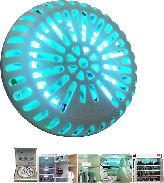 3W UV Deodorizer,Portable UV Light Cleaner,Smart Timer-Controlled Odor Elimination,360Ultraviolet Bulb Design,for Refrigerators,Dish Cabinets,Storage Cabinets,Wardrobes,Shoe Cabinets,in Car,and More