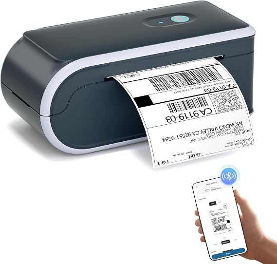 JADENS Battery Powered Thermal Printer, Cordless 4x6 Shipping Label Printer for Small Business, Prints 700+ Labels per Charge, 25H Standby, Portable Labeler for iPhone, Mac, Windows