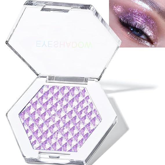 Blue Glitter Eyeshadow Palette, Multichrome Chameleon Cream to Powder Eye Shadow, Color Shifting Holographic Eyeshadow Shimmer Inner Corner Eye Brightener Highlighter Makeup