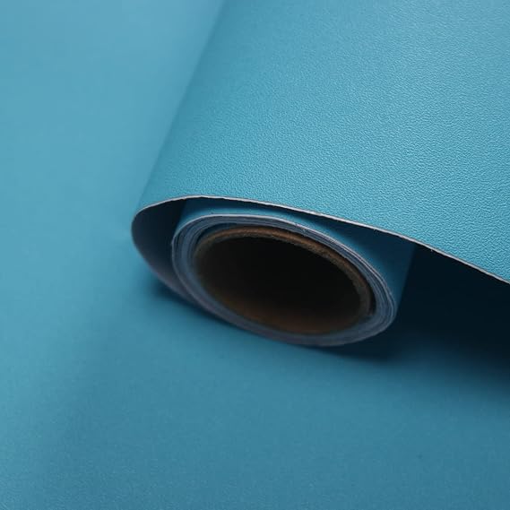 WADILE Peel and Stick Wallpaper 15.9in x 196.8in, Solid Color Contact Paper Waterproof, Vinyl Colored Wall Paper Self Adhesive, Textured Wallpaper Removable for Cabinets/Countertop,Lake Blue