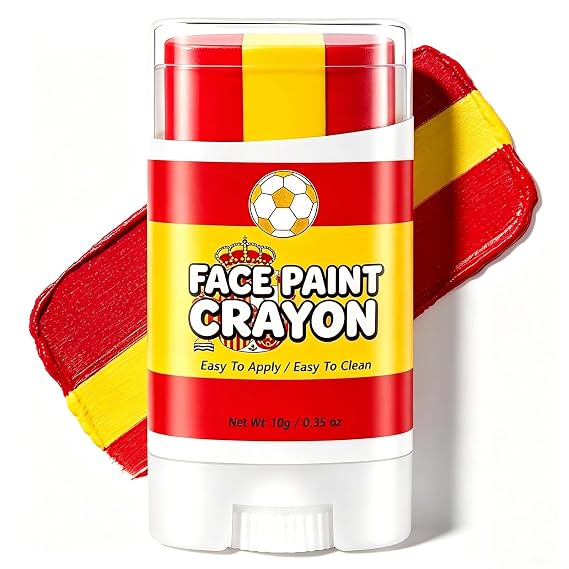Spain World Cup Face Paint Stick, Red Yellow Red Flag Body Face Paint Stick for World Cup 2026 Football Fan Cheering, Softball, Baseball, Soccer, Sports Events Party Makeup, World Cup Decorations