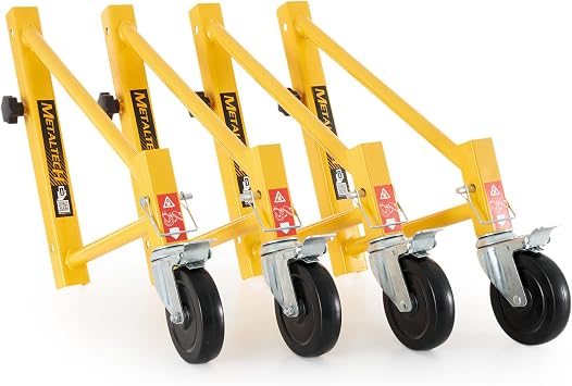 MetalTech 4 Pack Scaffold Outriggers, Baker Style Scaffolding Accessory Wheels, 14 Inch