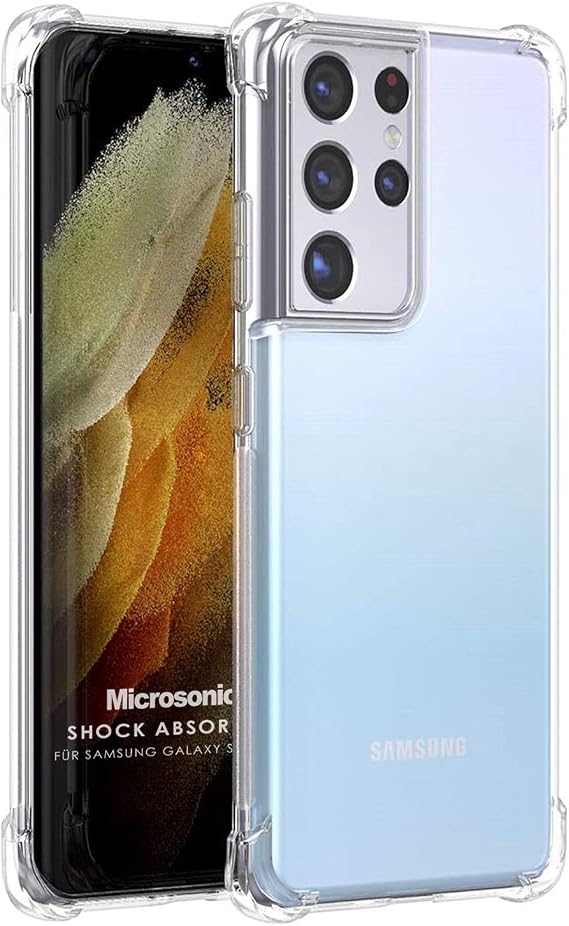 Microsonic Samsung Galaxy S21 Ultra için Kılıf Shock Absorbing Şeffaf [Galaxy S21 Ultra ile Uyumlu Kılıf - Şeffaf]