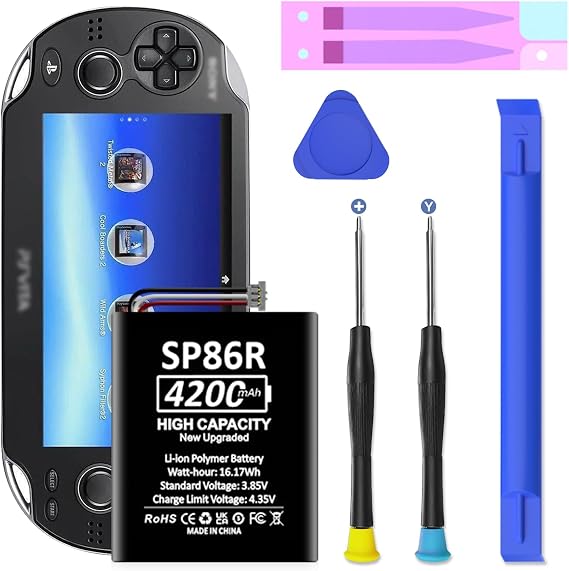 SHENMZ Replacement Battery for Sony PS Vita 2000, High Capacity Compatible with PSV2000/PCH-2000/PCH-2007, Includes Disassembly Tool Kit