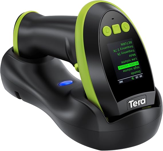 Tera Barcode Scanner 2D Wireless with Screen: Charging Cradle HW0009 Green