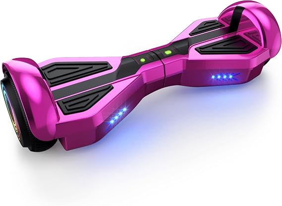 Starship Electric Hoverboard with Bluetooth Speaker, Chrome Color Self Balancing Scooters with Science Fiction Design and 6.5 inch LED Wheels (Chrome Blue)