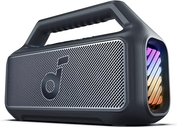 Anker Soundcore Boom 2 Bluetooth 5.3 Hoparlör, 80W, BassUp 2.0, 24 Saat Pil Ömrü, IPX7 Su Geçirmez, LED Işık, USB-C, Siyah - A3138