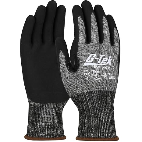 GTek 16-278/M, Seamless Knit PolyKor X7TM Blended Glove with Nitrile Coated MicroSurface Grip on Palm & Fingers - Touchscreen Compatible