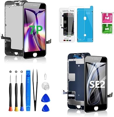 Two Screens: Diykitpl for iPhone SE2020 Screen Replacement LCD Black 4.7 inch, for iPhone 7 Plus Screen Replacement Black 5.5 Inch