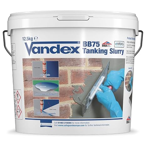Vandex BB75 Tanking Slurry - BBA Approved Waterproofing Cement for Basements, Ponds, Reservoirs (12.5Kg)