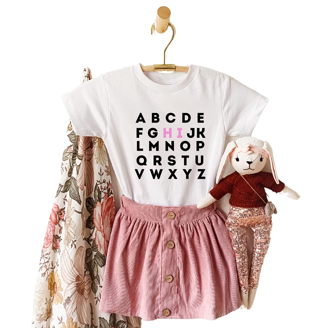 Alphabet Hi Back to School Outfits for Boys, Girl, First Day of School Shirts, 1st Day of School Outfit, Cute Back to School T-shirts for Kids, Toddler, Kindergarten, Pre-K, All Grades