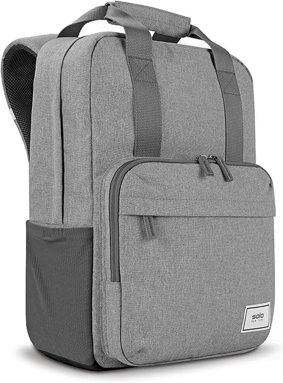 Solo New York Laptop Backpack for Women & Men -Carry On Bookbag for Travel & Work, Lightweight Bag, Side Mesh Pockets, Fits 15.6" Computer - Re:Claim, Grey
