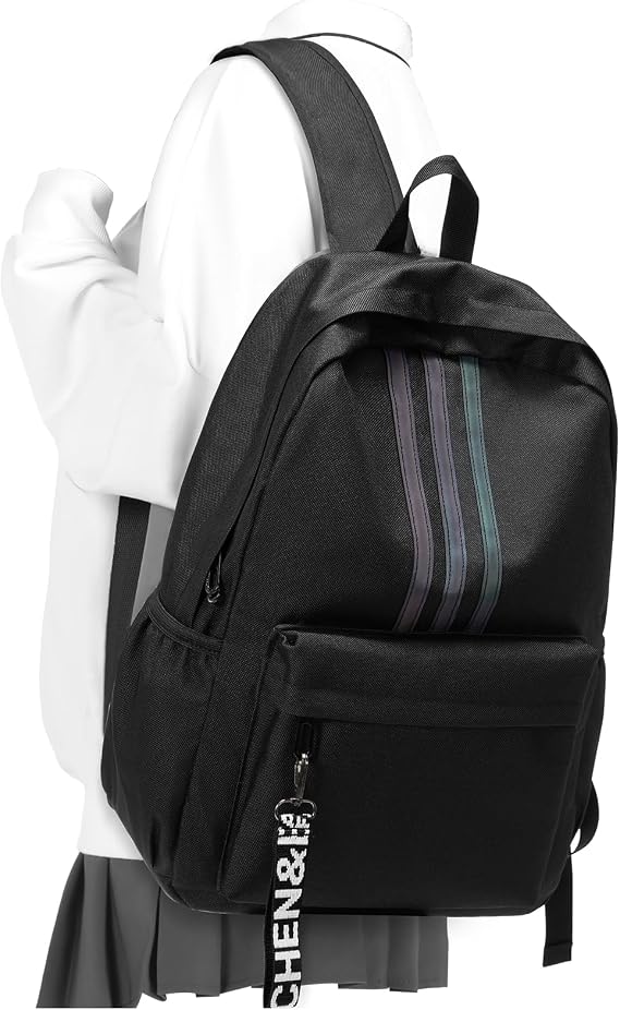 School Backpack Womens Men Rucksack School Book Bags Black for Girls Boys