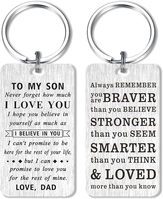 MOQIYXL To My Son Keychain Gifts Inspirational Quotes, Never Forget I Love You