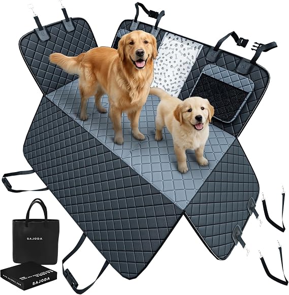 Hard Bottom Dog Car Seat Cover for Back Seat, 900D Oxford Waterproof Pet Seat Extender Supports 400lbs, Car Seat Protector and Hammock for Dogs, Compatible with Car, Small SUV & Truck