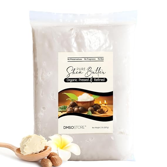 DMSOSTORE Refined Shea Butter Unscented 2 LB Bulk 100% Pure African Shea Butter for Hair & Dry Skin Deep Moisturizer for Face & Body DIY Whipped Body Butter, Soap & Lip Balm