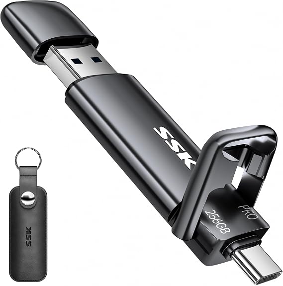 SSK 256GB USB SSD Flash Thumb Drive up to 1000MB/s Dual USB C+A 3.2 Stick