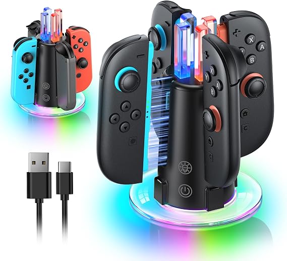 FASTSNAIL Switch Controller Charger for Nintendo Switch 2/1/OLED for Joycon