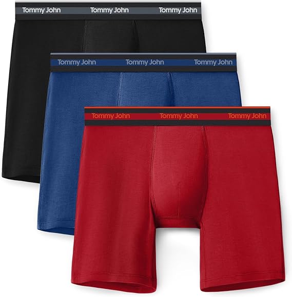 Tommy John Men's 6" Comfort Micro Mid-Length Boxer Brief Underwear 3-Pack