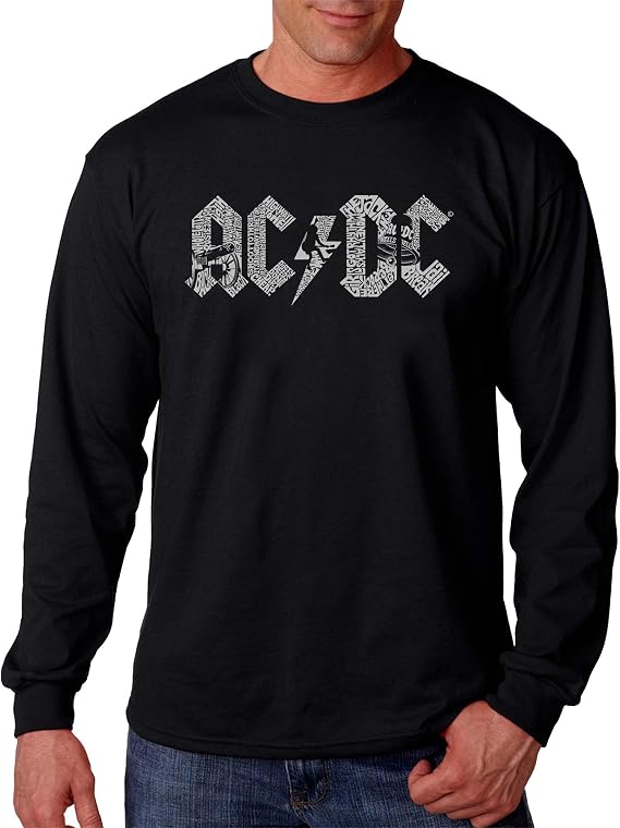 ACDC Fully Licensed Men's Word Art Long Sleeve T-Shirt by LA Pop Art