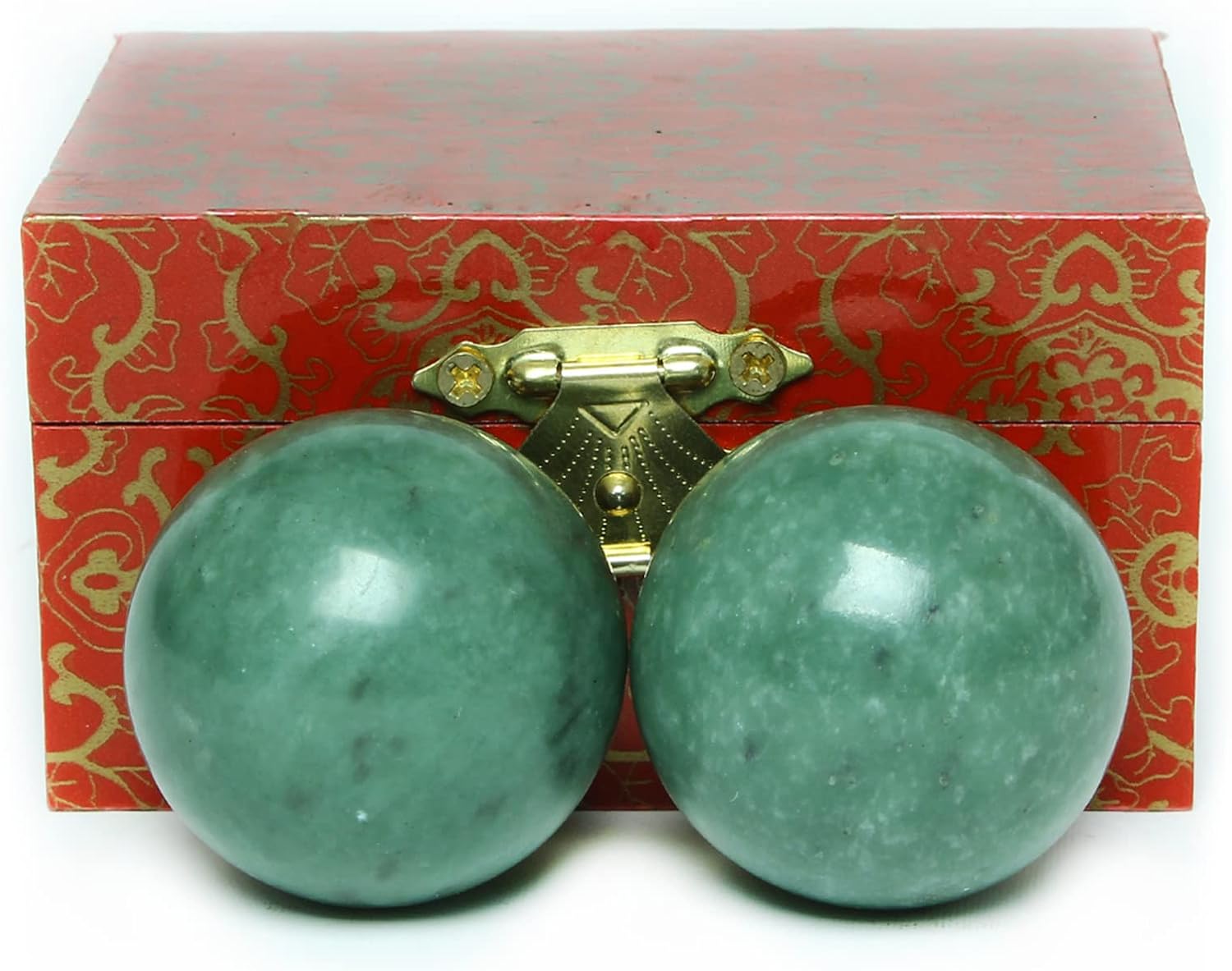 STCREE 3.8cm Exercise Handballs Soild Marble Chinese Baoding Balls Dark Green Massage Stress Health Meditation Balls for Hand Therapy Dark Green with No Chimes TQGJST14