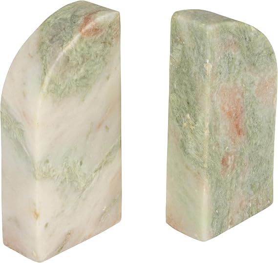 Creative Co-Op Half Arch Marble Bookends, Green