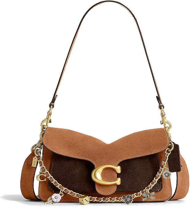 Coachコーチ 公式タビーショルダーバッグ26カラーブロックウィズモチーフチェーン Brown