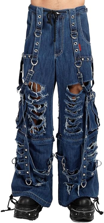 Tripp NYC Denim Strap Shredder Pants [BLUE DENIM]