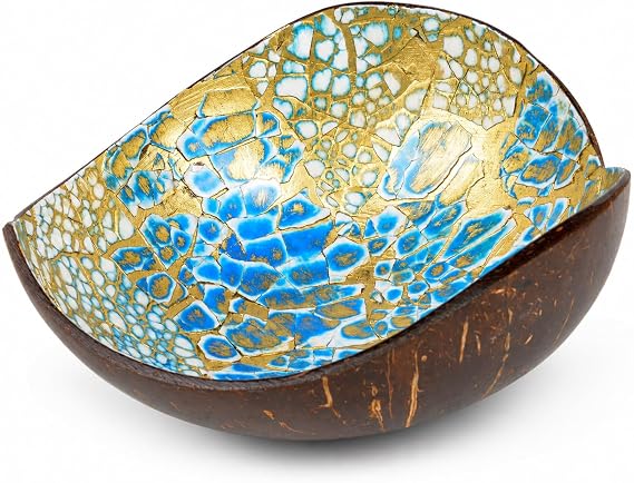 Coconut Acai Bowl Candy Dish - Heart Wooden Shell for Smoothie Yogurt Food | Decorative Key Bowl Holder for Entryway Table Office Desk, Natural Nuts Dessert Container, Rice Fruits Dry Snack Storage Cup