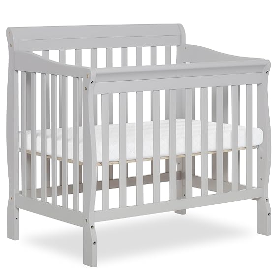 Dream On Me 4-in-1 Mini Baby Crib for Small Spaces, Aden, Grey