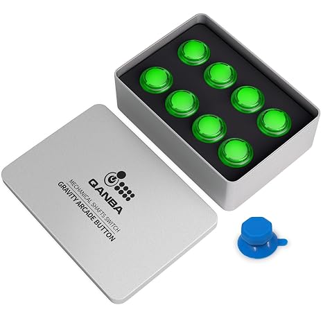 qanba Gravity KT Arcade buttons Mechanical 30mm Snap-in Mechanical Pushbutton (Boxed (Clear Light green 30mm)