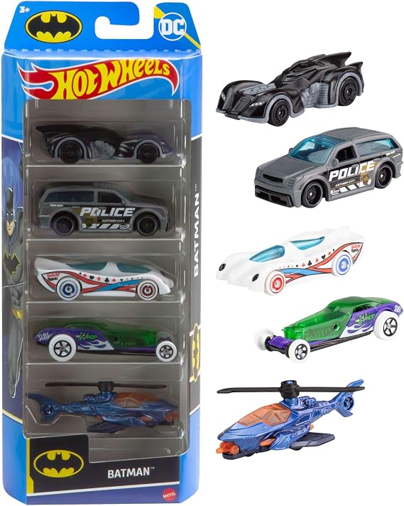 Hot Wheels 1/64 Scale 5 Piece Batman Style Car Set HXD61