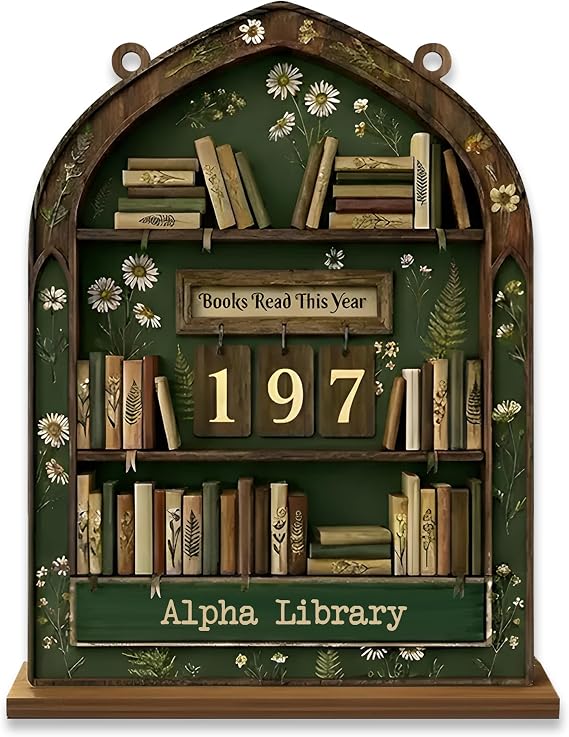 Books Read This Year Tracker Sign Wooden Reading Counter Shelf Decor, Thoughtful for Book Lovers, Readers, Book Club Members & Bookworms, Includes 3 Cute Bookmarks (Books Read This Year Wooden 1)