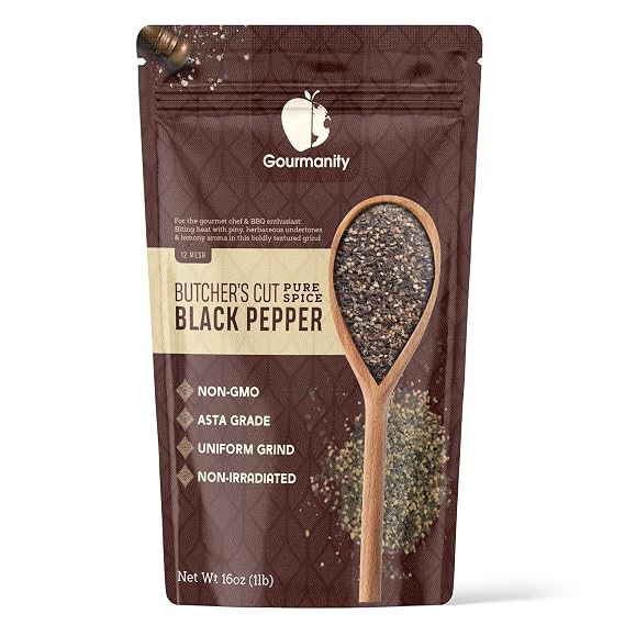 Gourmanity Coarse Ground Black Pepper, Butcher's Cut 12 Mesh, 1lb