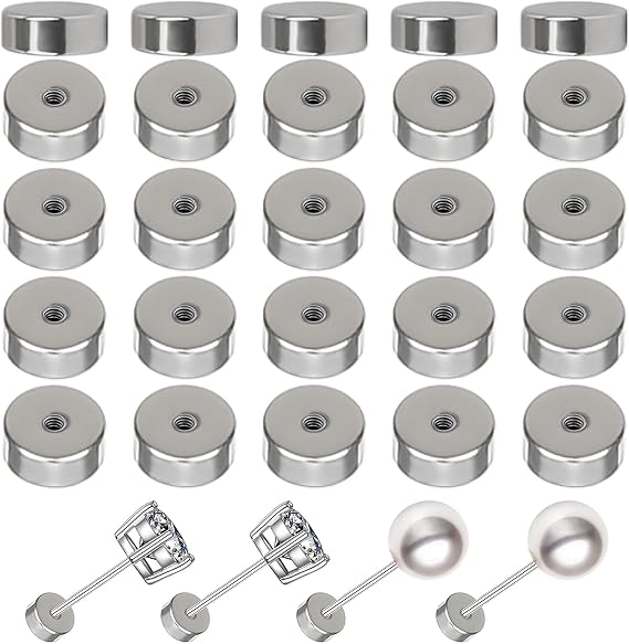 20 Pcs Stainless Steel Earring Backs,2mm Flat Back Earrings Replacements Screw-On Earring Backs for Studs 20 Gauge Flat Backs for Earrings Piercing Jewelry DIY Accessories(0.8mm Hole)