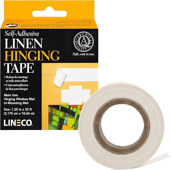 Lineco Self-Adhesive Linen Hinging Tape, White, 1.25 Inch x 35 Feet