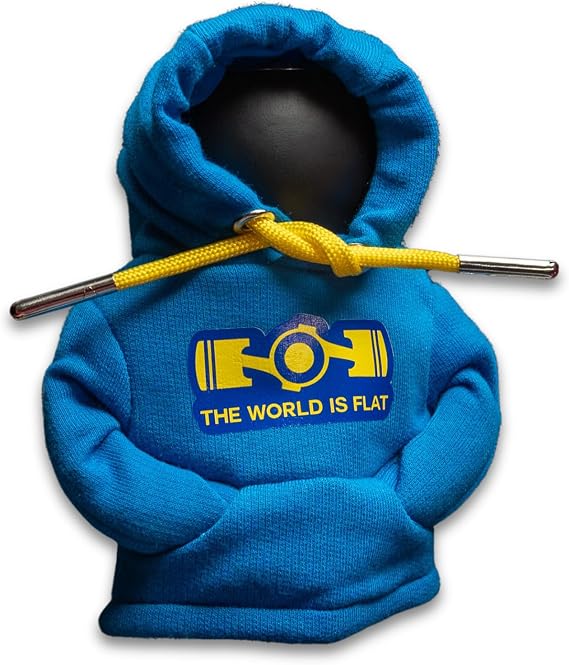 Shift Knob Cover, Mini Gear Shift Hoodie, The World is Flat, Blue