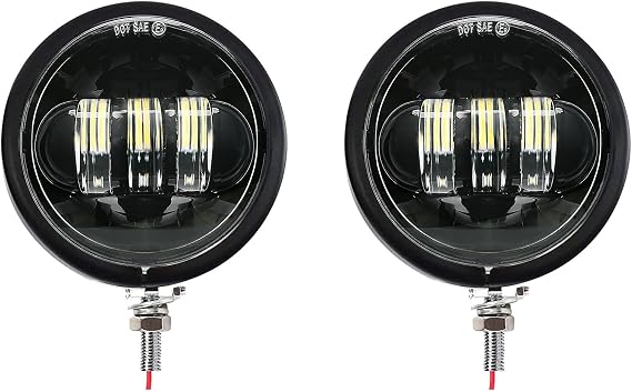 SKTYANTS 4.5 Inch Fog Light Auxiliary Spot Passing Light Lamp with 4.5 Inch Housing Bucket Bracket Mount Compatible with Touring Electra Glide (Black)