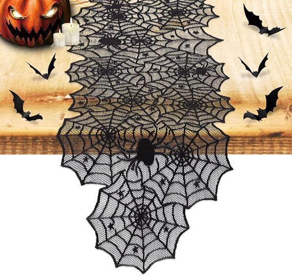 Nialnant Halloween Decoration Table Runner with 12 Pack 3D Bats