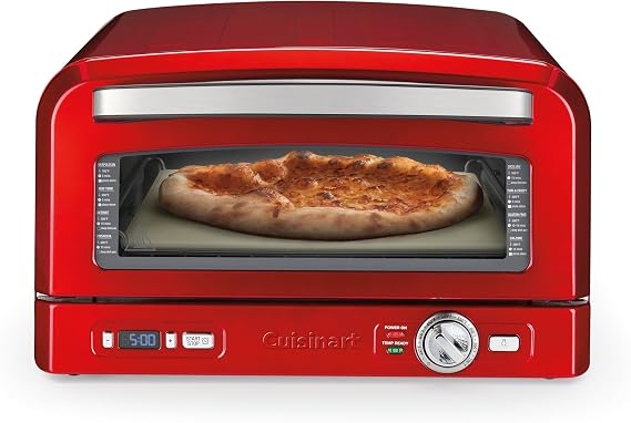 Cuisinart Indoor Pizza Oven Bake 12 Pizzas in Minutes Portable Countertop Pizza Oven Pomodoro Red Stainless Steel - CPZ-120R