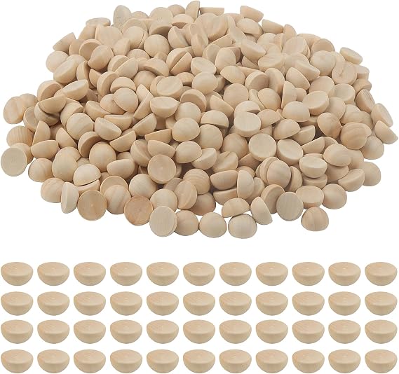 500 Pcs Mini Half Wooden Balls, 15mm Unfinished Split Wood Beads, Natural Round Wood Craft Supplies for DIY Projects and Home Decor