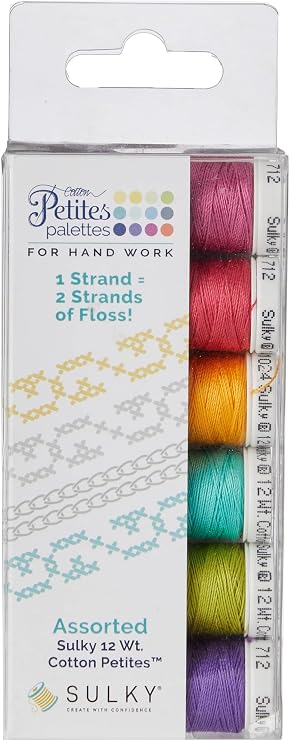 Sulky Sampler 12wt Cotton Petites 6/Pkg, Bright Colors Assortment, (712-13)