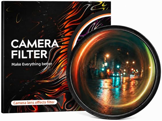 Camera Vortex Effect Filter, 67MM Prism Film Special Effects Glass Lens Photography Accessories for DSLR Cinematice Video and Photo, Filter Pouch Included