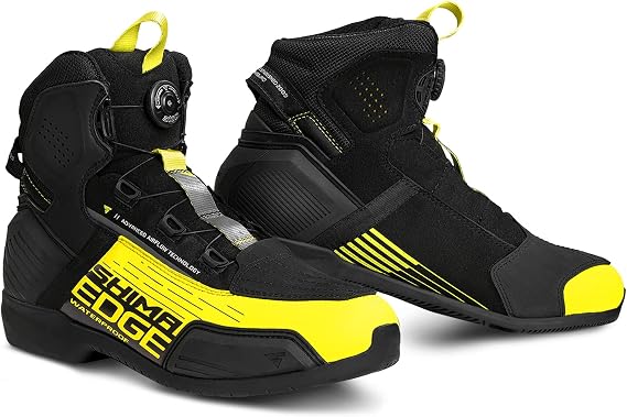 SHIMA EDGE WP Wasserdichte Motorradschuhe für Männer - Verstärkte Straßenreitschuhe mit ATOP-Verschlusssystem Knöchelstütze Rutschfeste Sohle Schaltgriff (Fluo 41)