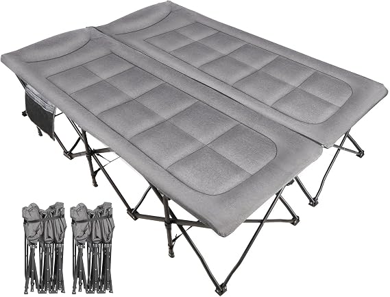 REDCAMP 59" W 2 Person Camping Cot for Adults, 500lbs XXL Double Cot