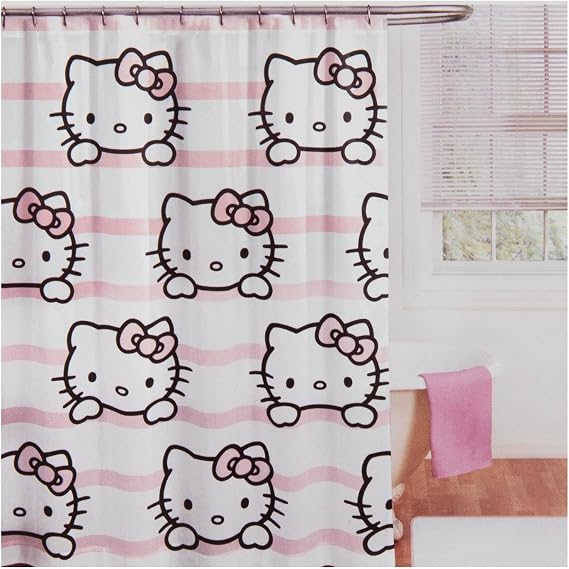 Hobby Lobby Kids Bathroom Shower Curtain, Pink Hello Kitty, 70x72