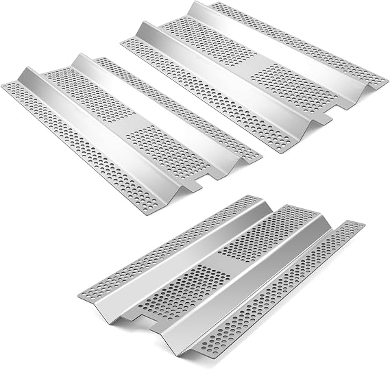 Heat Plates Replacement for Blaze BLZ-3PRO-LP, BLZ-3PRO-NG, BLZ-4PRO-LP, BLZ-4PRO-NG Gas Grill, Stainless Steel, 3 Pack, 17 1/2" x 9 11/16" x 1 1/16"